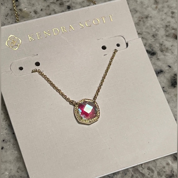 💎 Kendra Scott Davie Dichroic Glass Gold Pendant Necklace - Picture 2 of 4